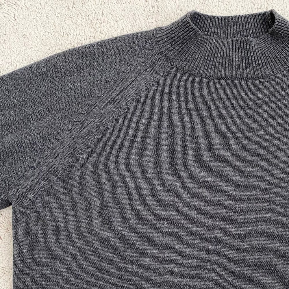 Sold Quince Organic Cotton Charcoal Grey Mock Neck Sweater Small - Picture 5 of 16